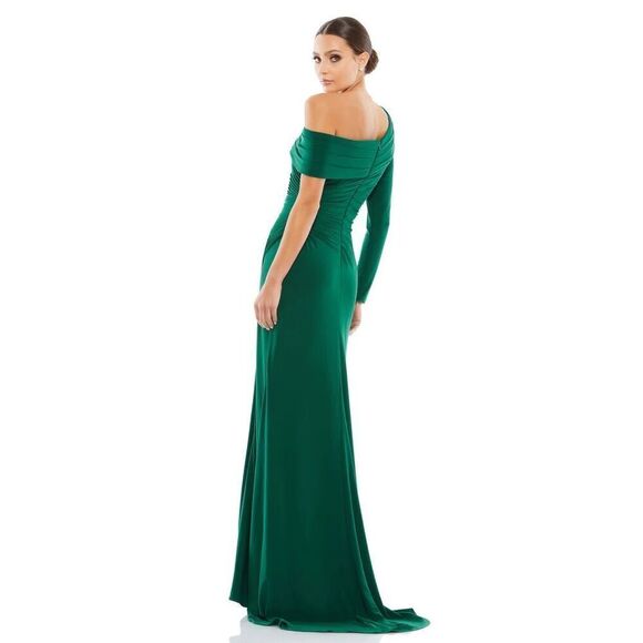 Mac Duggal RUCHED JERSEY DROP SHOULDER FOLDOVER GOWN 26570 New - Picture 2 of 10